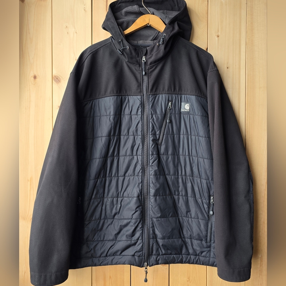 Carhartt J294 BLK Hybrid Soft Shell Hybrid Jacket Puffer Mens Size 2XL Reg